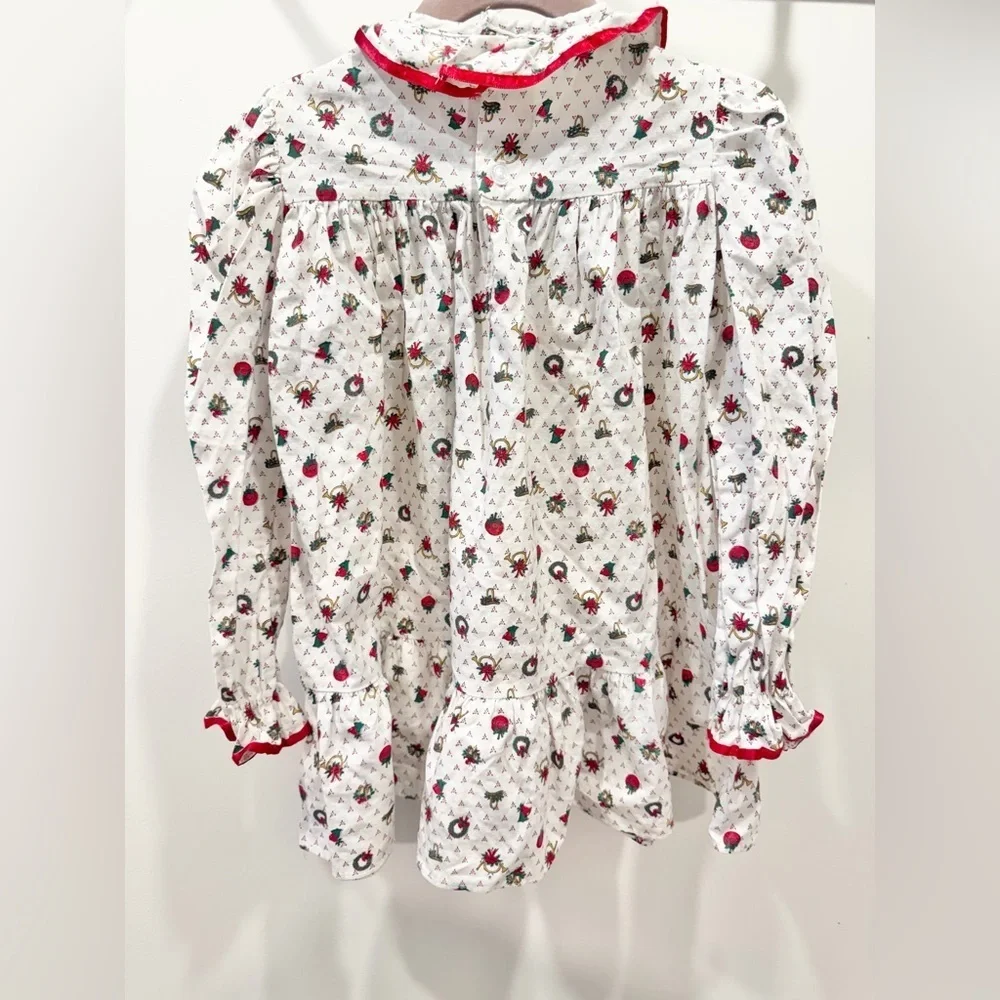 VTG Smocked Toddler Christmas Long Sleeve Dress